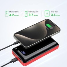 Powerbank Bestoo PC3 27000 mAh, 3 kimenet és 2 bemenet, piros