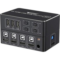 Tendak 4-computer KVM HDMI-schakelaar, USB 2.0 HDCP 2.2 4K bij 60 Hz