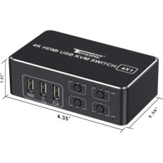 Kurak 4-arvuti KVM HDMI lüliti, USB 2.0 HDCP 2.2 4K 60 Hz