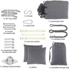 Poltrona de Hammock Ohuhu XL Y11-86000-40 / 67 com acessórios, até 150 kg, cinza