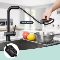 Kitchen Battery Forius Dekf17, black, pull-out spout, stainless steel