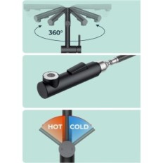 Virtuvės akumuliatorius FROUIUS DEKF17, Juoda, ištraukiamas snapelis, nerūdijantis plienas