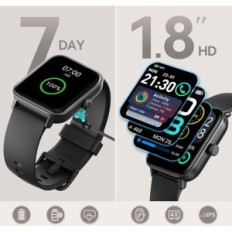 Smartwatch AEAC IDW19, 1.8 hüvelyk, 110 üzemmód, IP68, fekete