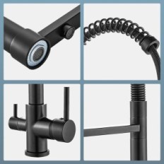 Plussen 01 kitchen faucet with purified water tap, black color