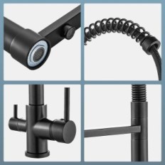 Plussen 01 kitchen faucet with purified water tap, black color