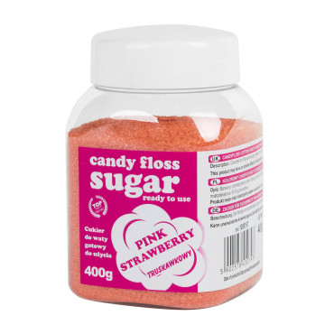 Kleurrijke suiker voor een roze suikerswol met aardbei smaak 400g