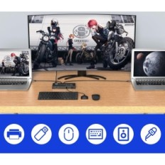 KVM USB C 8K Switch 60 Hz 4K 120 Hz HDMI-bryter med flere skjermstøtte og konsoll