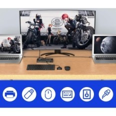 KVM USB C 8K Switch 60 Hz 4K 120 Hz HDMI-omkopplare med flera skärmstöd och konsol