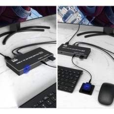 KVM USB C 8K Switch 60 Hz 4K 120 Hz Interruptor HDMI con soporte y consola de múltiples pantallas