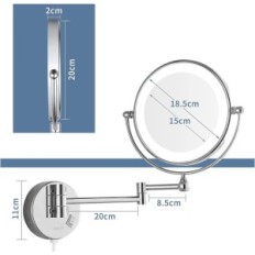 Μακιγιάζ μακιγιάζ DE-1805D, 1x / 10x, 20 cm, ασήμι, οπίσθιο φωτισμό