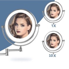 Makeup Makeup DE-1805D, 1x / 10x, 20 cm, sølv, baggrundsbelysning