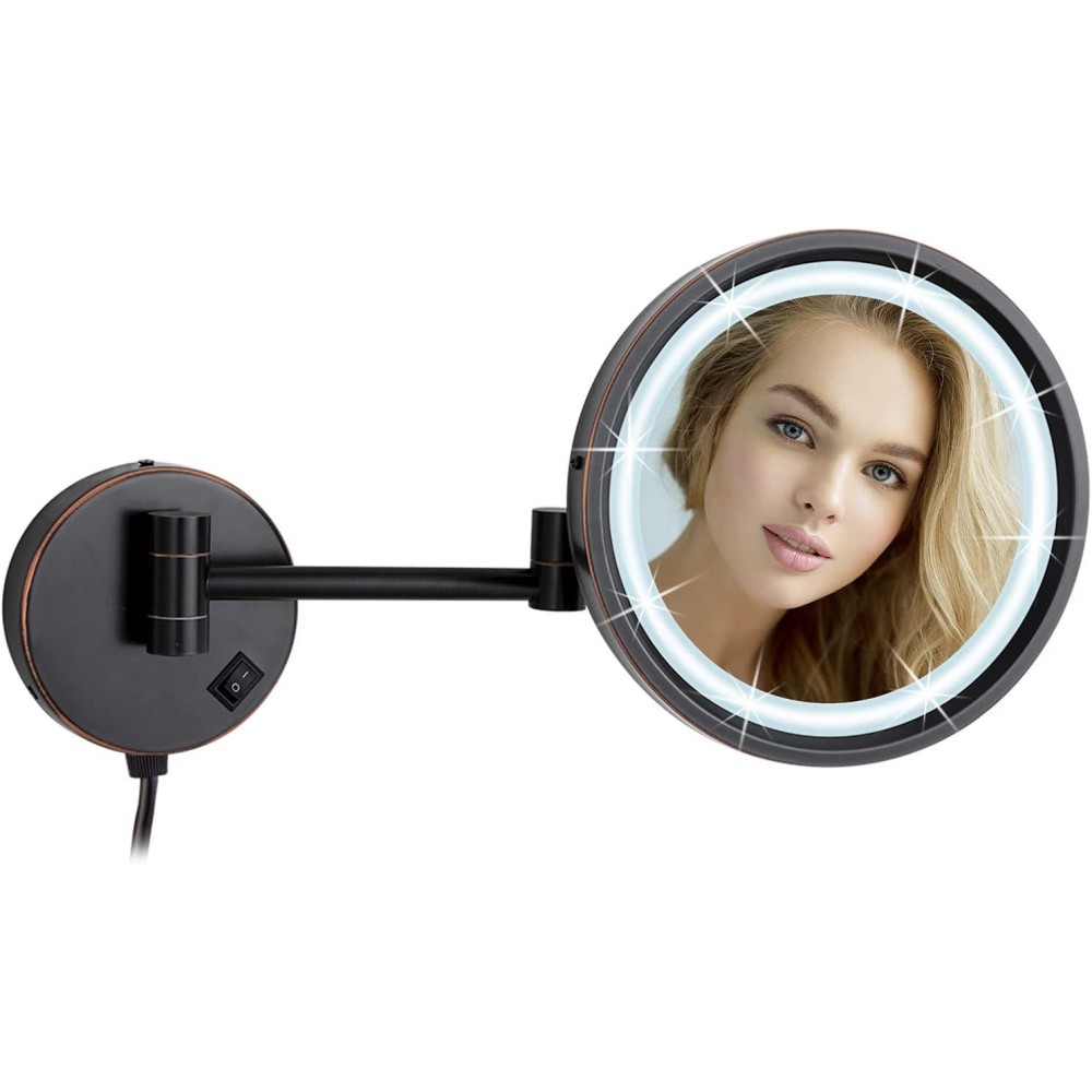 Specchio cosmetico alsa GER1807D, 7x, 21,5 cm, Bronzo nero