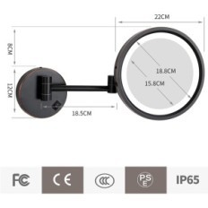 ALSA GER1807D Cosmetic Mirror, 7x, 21.5 cm, Black Bronze