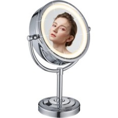 Tavolo di carceo con retroilluminazione 5x, cromo, diametro 21,5 cm