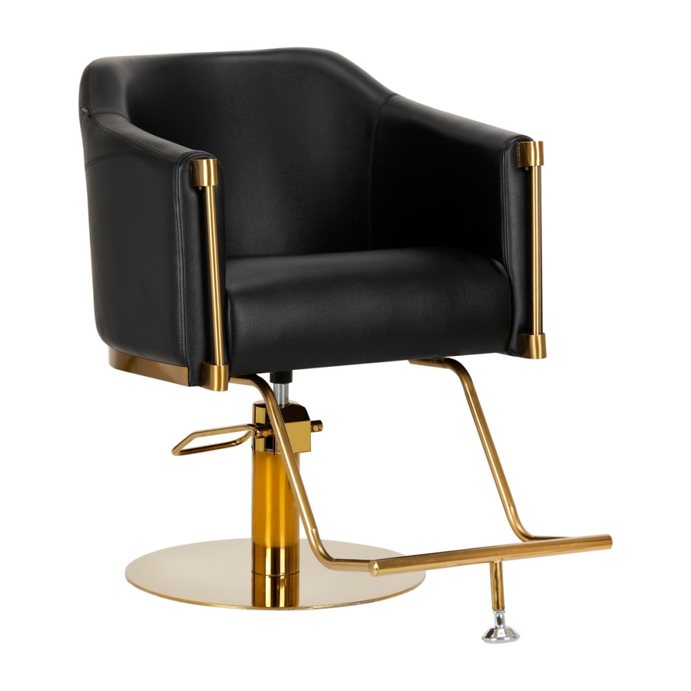 Frisörstol Burgos svart guld — framsida
