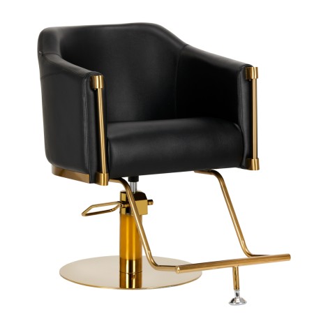 Friseurstuhl Burgos schwarz gold — Vorderansicht