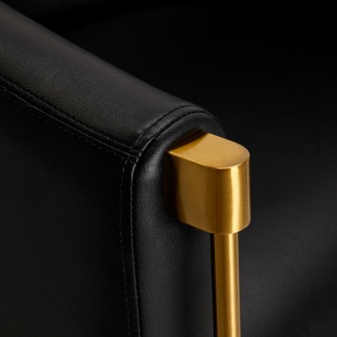 Friseurstuhl Burgos schwarz gold — Detailaufnahme Armlehne