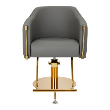 Frisørstol Burgos Gold Gray — forfra
