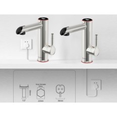 Elektrischer Wasserhahn, 220V, digitale Anzeige, Silber, Ausstellung