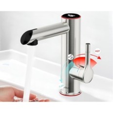 Electric faucet, 220V, digital display, silver, exhibition
