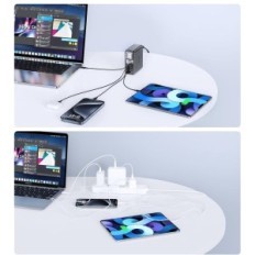 Lader ACEFAST Z4 GAN, 218 W, USB C, 4 poorten met scherm