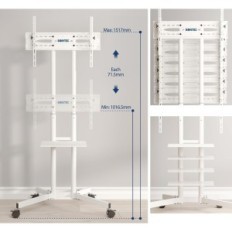 Soporte de TV Bontec FN411 en ruedas, 32-85 '', blanco, usado