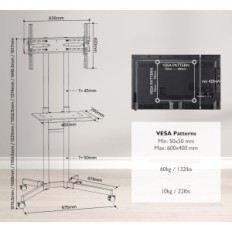 Soporte de TV Bontec FN411 en ruedas, 32-85 '', blanco, usado
