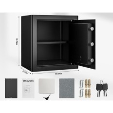 WASJOYE 38,5L széf, tűzálló 15,75 x 15 x 12,2 ", kulcs nélkül, zárt