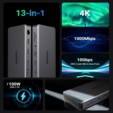Ugreen Rerebodok Pro 313, 4K, 100W PD, Gigabit Ethernet