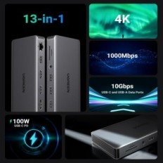 Ugreen Rerebodok Pro 313, 4K, 100W PD, Gigabit Ethernet