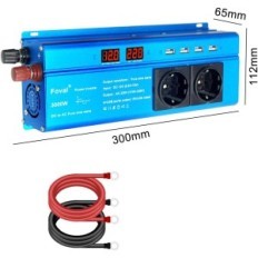 Foval 3000w, 12V 230V, une onde sinusoïdale pure, 4 ports USB