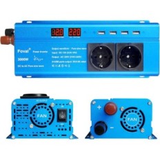 Foval 3000W inverter, 12V 230V, Tiszta szinuszhullám, 4 USB port
