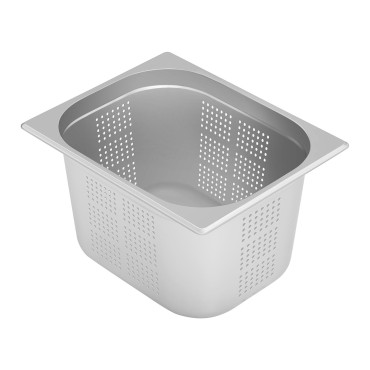 Perforerade gastronomiska rätter från stål GN1 / 2 djup. 200 mm