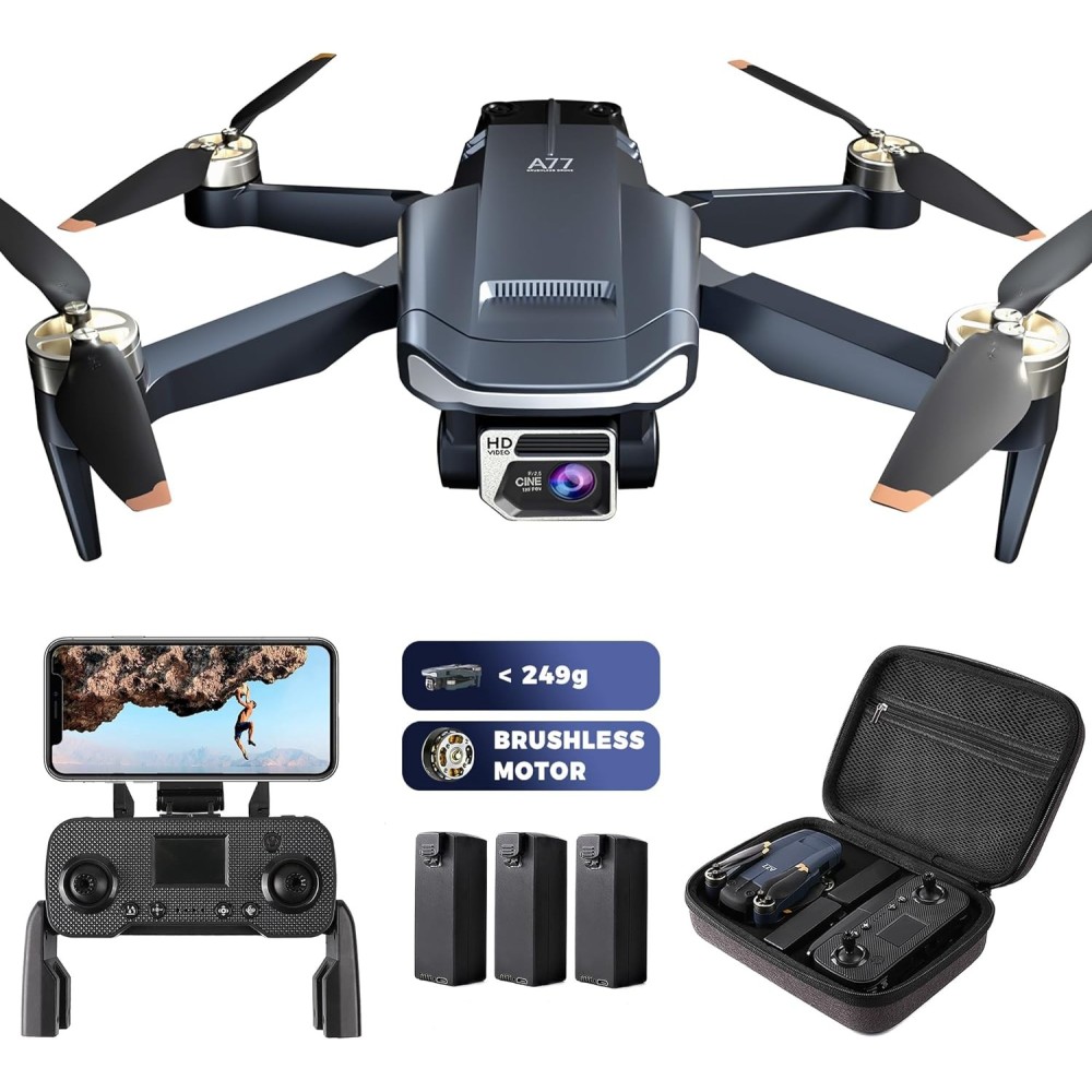 Drone CHUBORY A77 WiFi FPV, 84 perc, 2K HD fényképezőgép, 3 elem, használt
