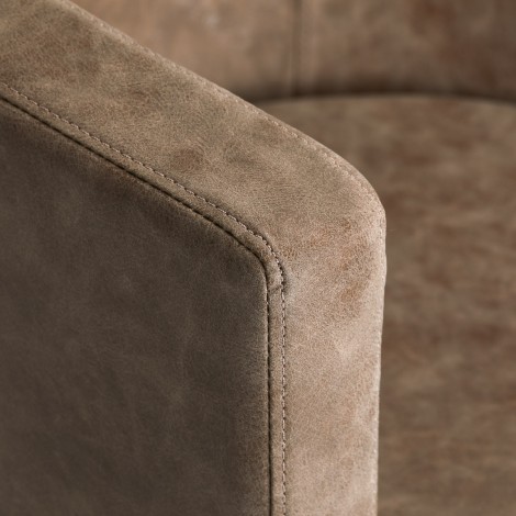 Kappersstoel Gabbiano Roma oud Bruin — detail armleuning