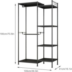 Metal tøj står 100x41x180 cm Black Moderne Design