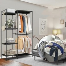 Roupa de metal Stand 100x41x180 cm Design moderno preto