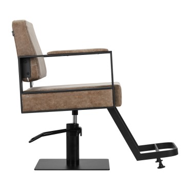Gabbiano Modena frisørstol gammel brun — fra siden