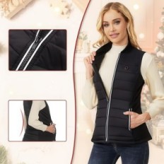 Vofuoti Gilet riscaldato, 3 livelli di riscaldamento con Powerbank, M, Nero