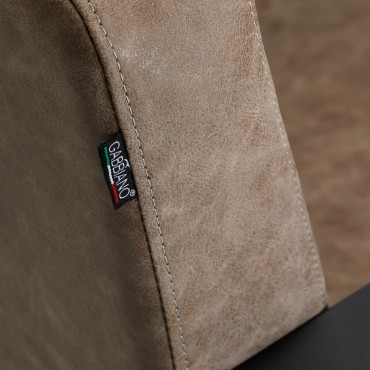 Fauteuil de coiffure Gabbiano Modena vieux brun — gros plan étiquette