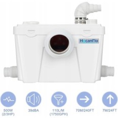 Bomba de esgoto Hocanflo FLO500, 500 W, Bomba de vaso sanitário