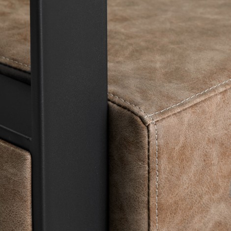 Fauteuil de coiffure Gabbiano Modena vieux brun — gros plan assise