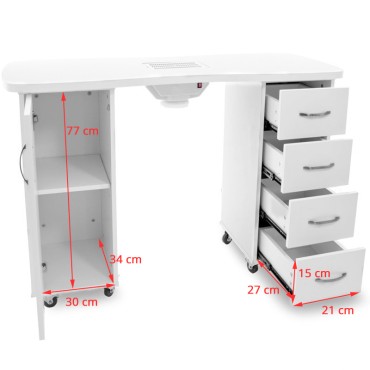 Bureau ACTIVESHOP 2027 blanc avec deux armoires et absorbeur — vue de face