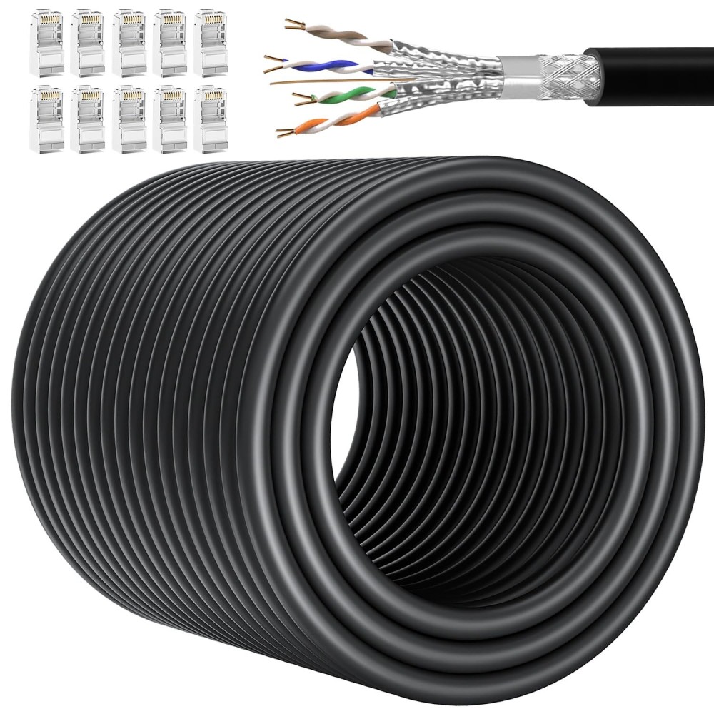 LAN SOIBEKE 150 metros Cable Wi-Fi Cable SFTP 10 GB / S, Negro, UTILIZADO