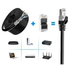 LAN Soibke 150 meter kabel Wi-Fi-kabel SFTP 10 GB / S, svart, brukt