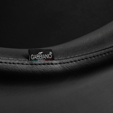 Friseurstuhl Gabbiano Marbella Schwarz — Detailaufnahme Etikett
