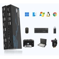 Bytt KVM TCNewcl DisplayPort 4 Porter, 4K, 60 Hz DP, USB