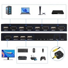 Kytkin KVM TCNEWCL DisplayPort 4 -portit, 4K, 60 Hz DP, USB