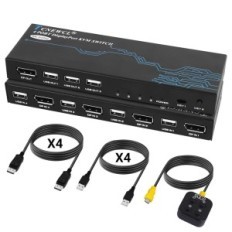 Przełącznik KVM TCNEWCL Przełącznik DisplayPort 4 porty, 4K, 60 Hz DP, USB