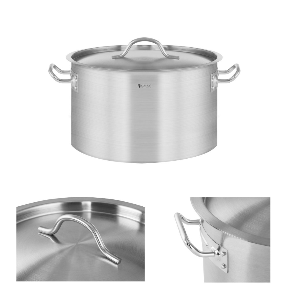 Gastronominen potti, jossa ruostumattomasta teräksestä valmistettu kansi induktiokotelolle 14 l